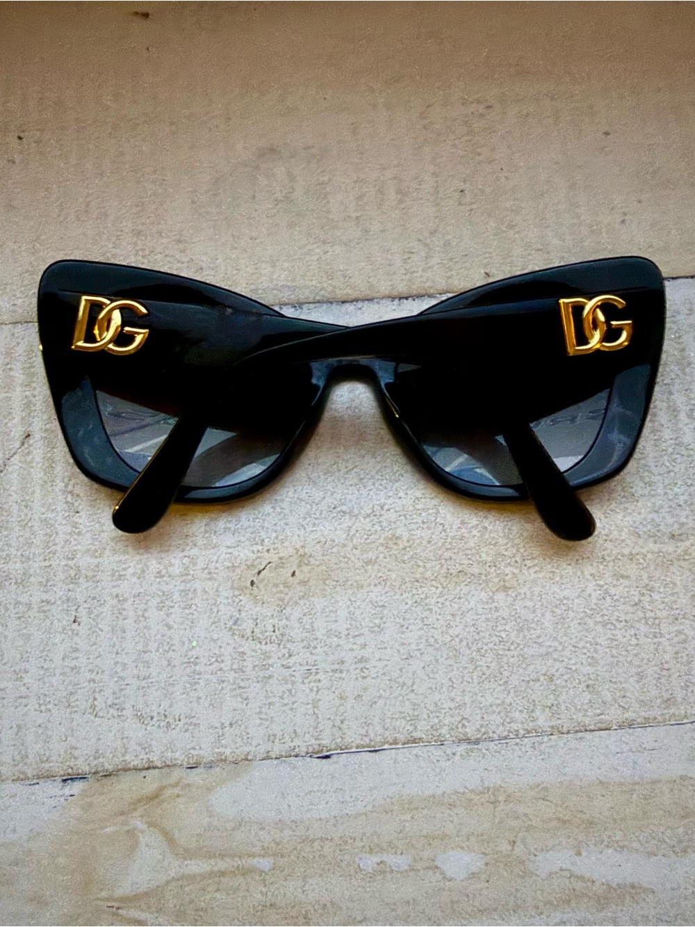 Dolce & Gabbana Black Sunglasses with Gold DG Accents